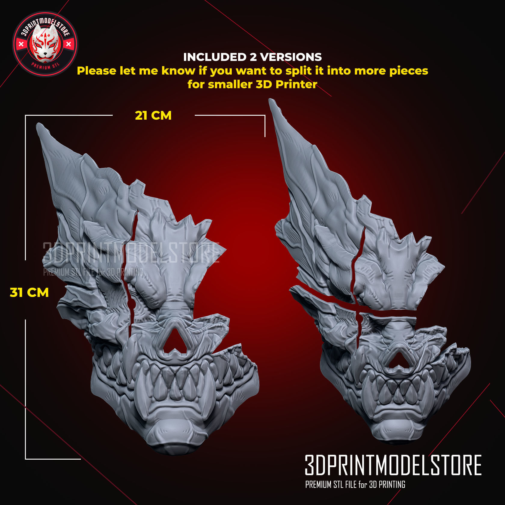 Kaiju No 8 Half Mask Cosplay - Kafka Hibino Monster 8 3D print model_8