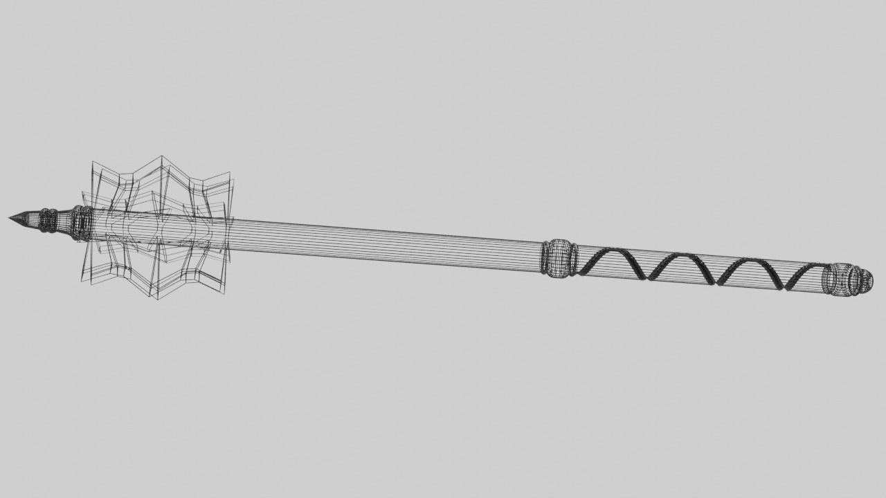 Flanged Mace Low-poly 3D model_5