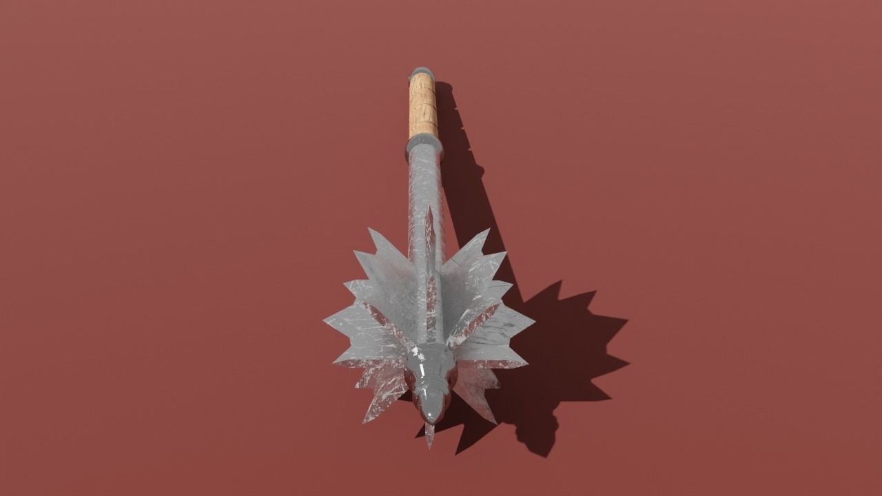 Flanged Mace Low-poly 3D model_1