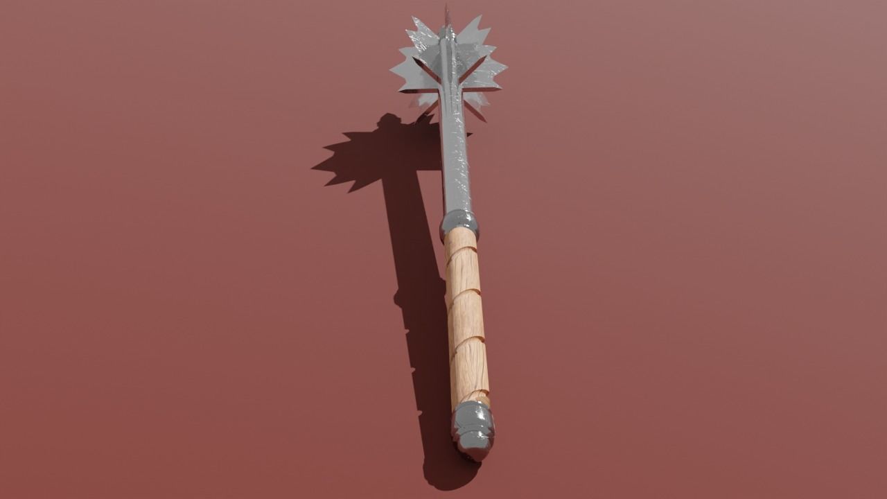 Flanged Mace Low-poly 3D model_2