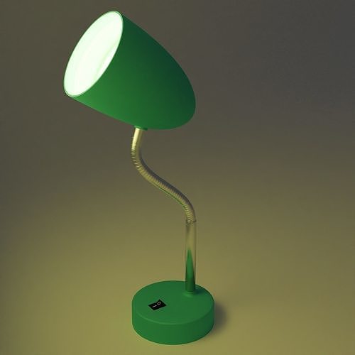  Blue desk lamp that turns on its light with rig 3D model