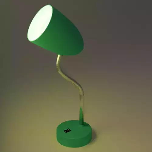  Blue desk lamp that turns on its light with rig