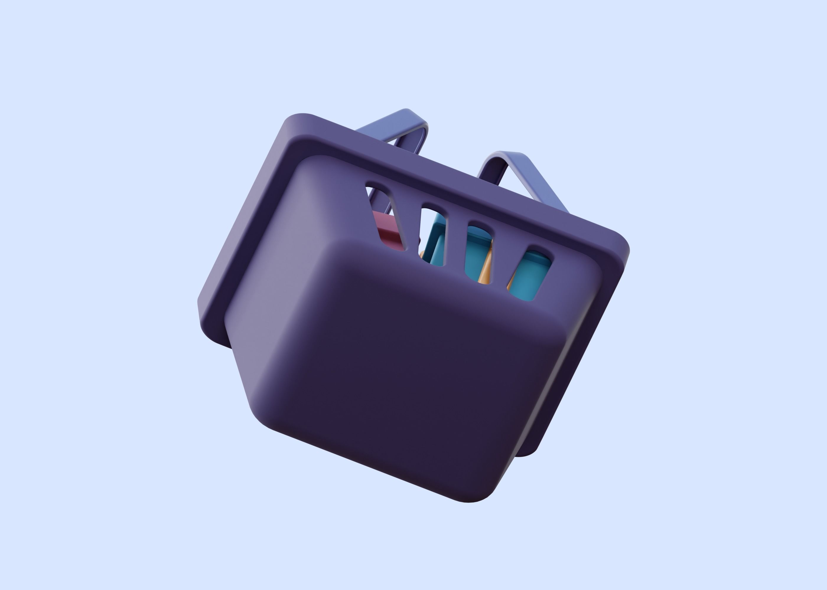 Cart Shopping with Gift 3D Illustration Low-poly 3D model_7