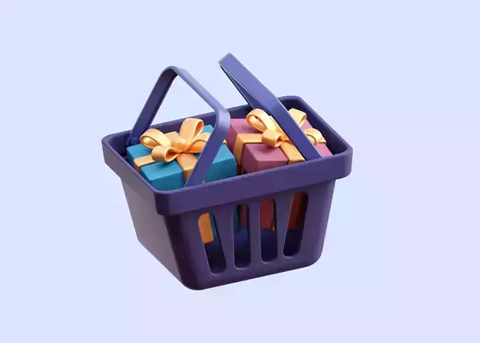 Cart Shopping with Gift 3D Illustration