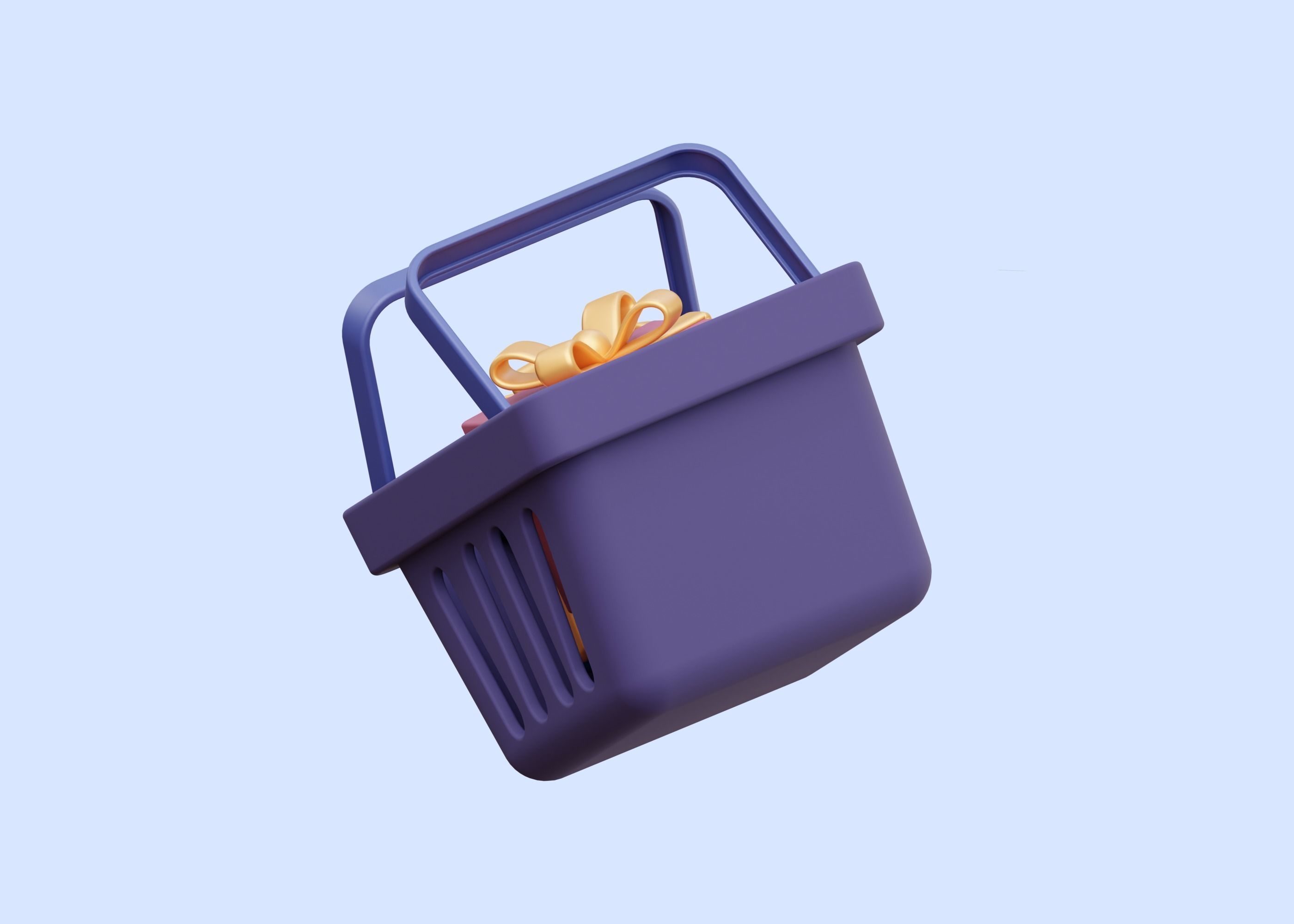 Cart Shopping with Gift 3D Illustration Low-poly 3D model_3