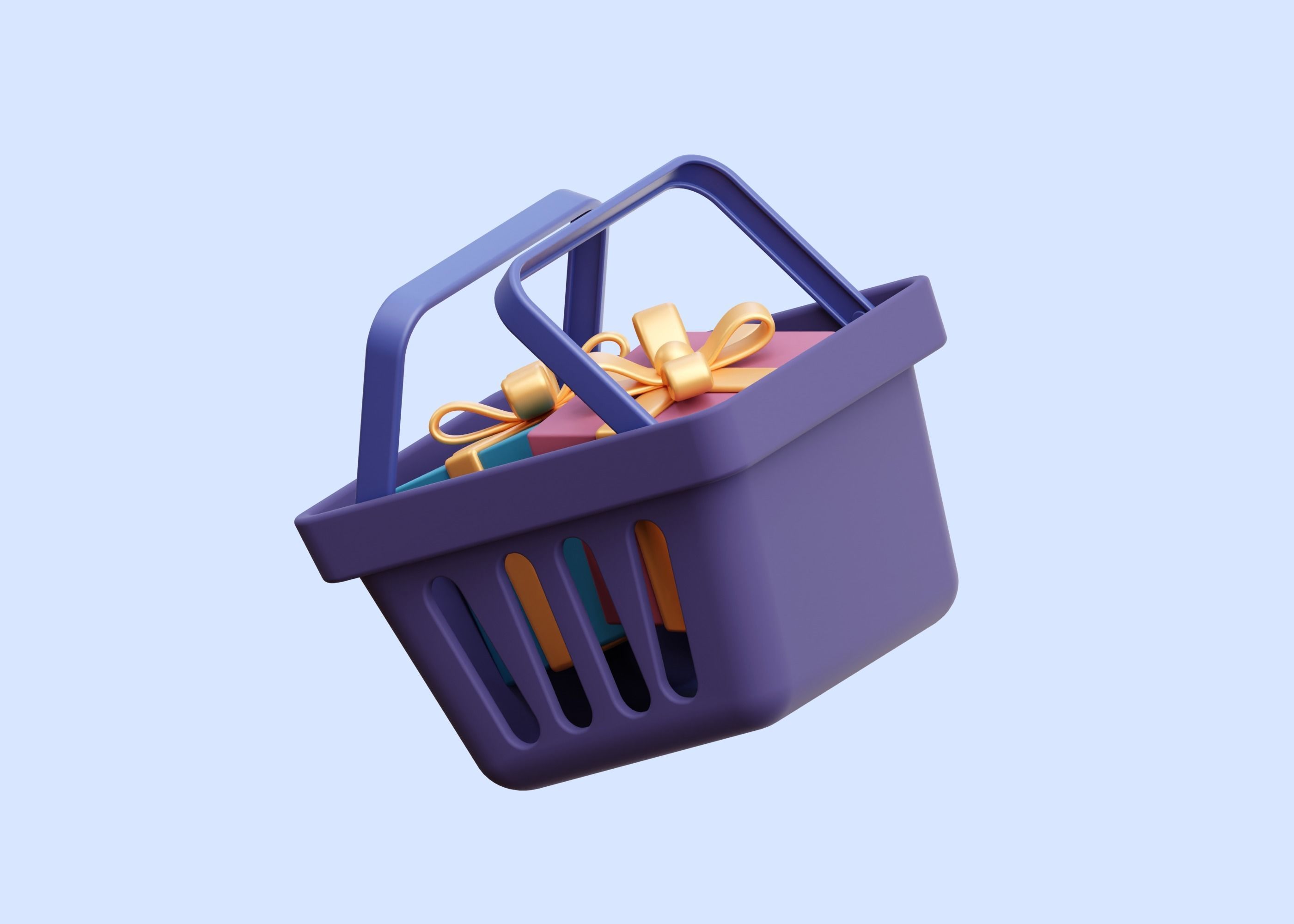 Cart Shopping with Gift 3D Illustration Low-poly 3D model_2