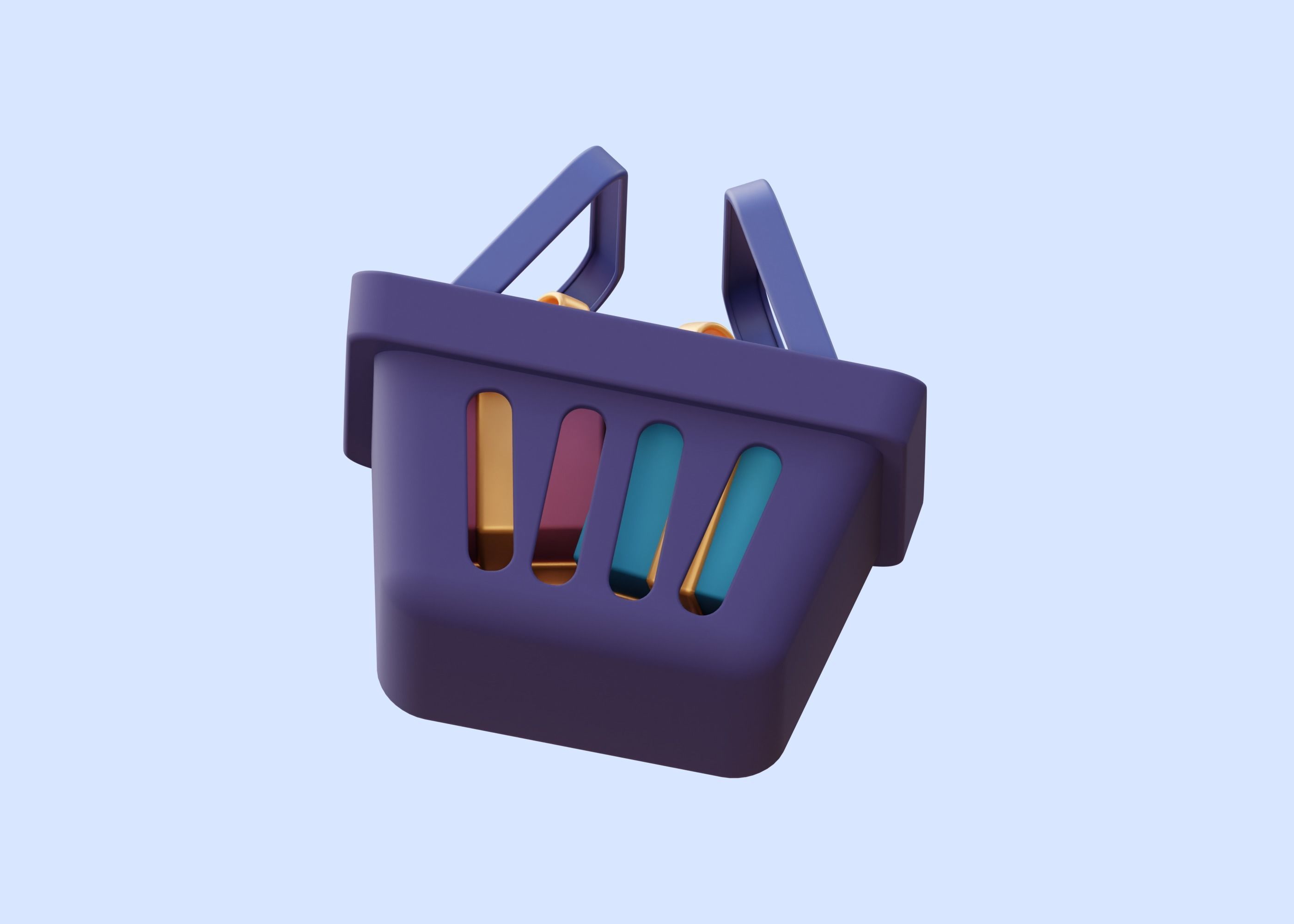 Cart Shopping with Gift 3D Illustration Low-poly 3D model_6