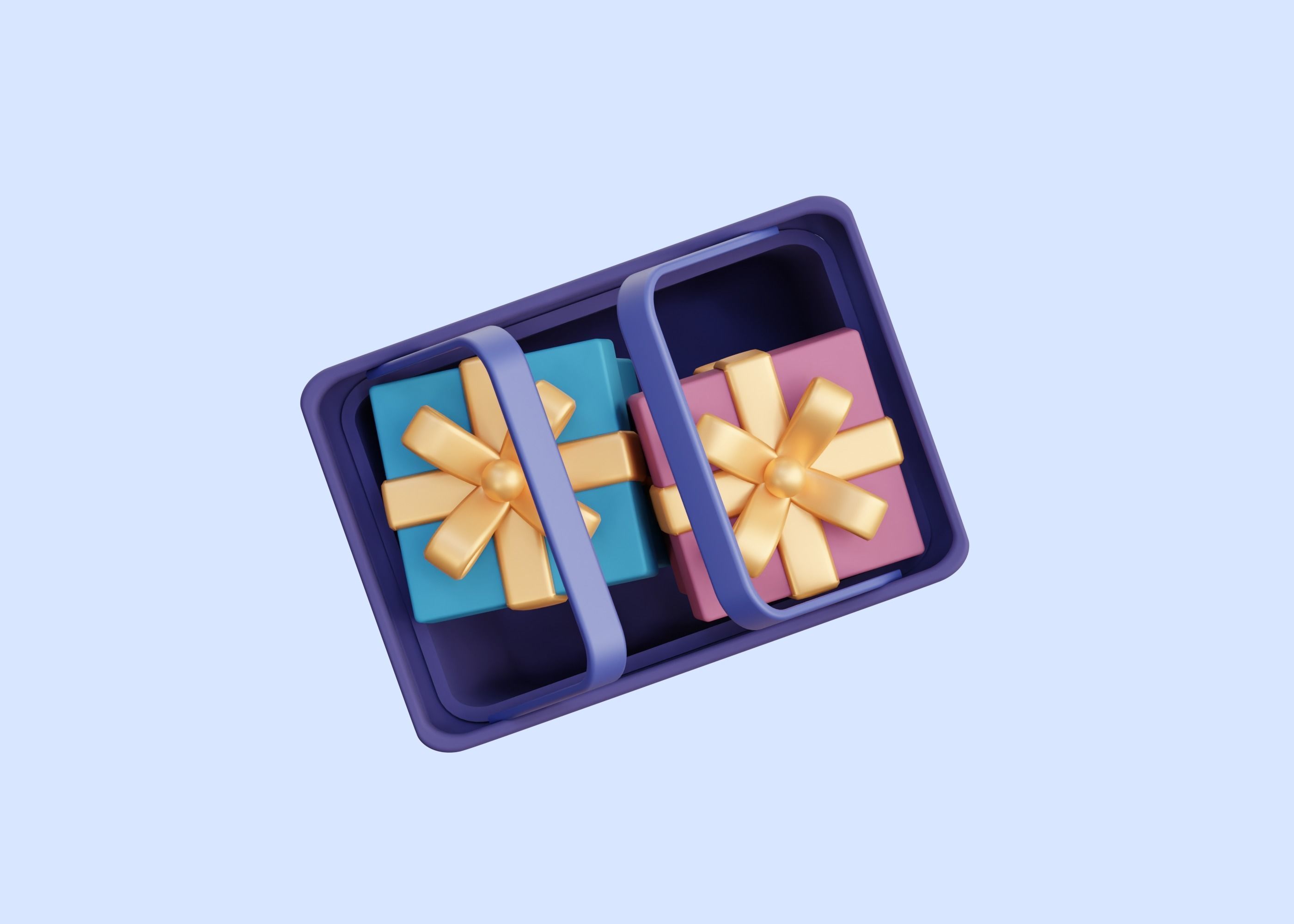 Cart Shopping with Gift 3D Illustration Low-poly 3D model_8