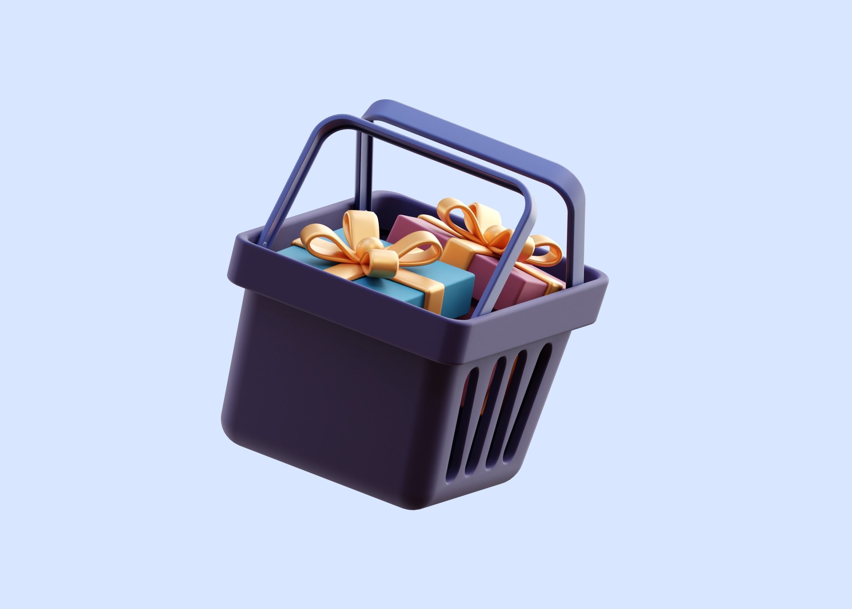 Cart Shopping with Gift 3D Illustration Low-poly 3D model_4