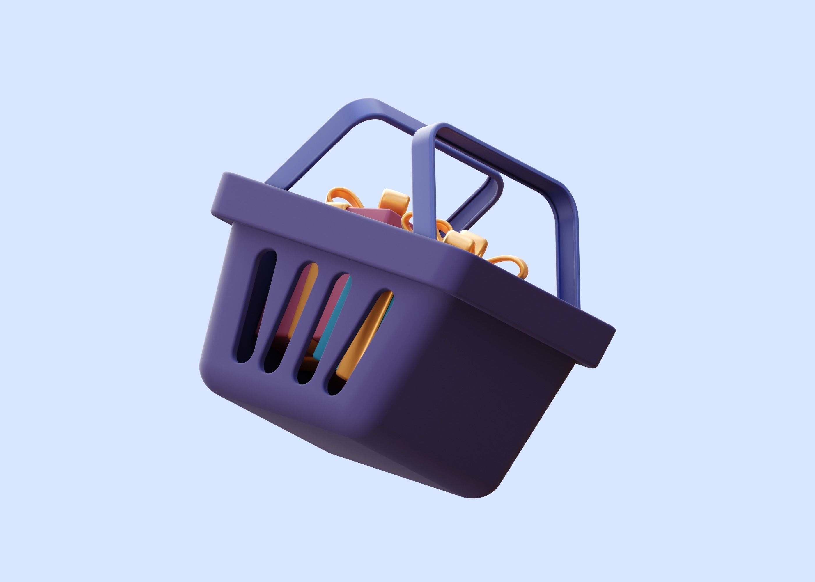 Cart Shopping with Gift 3D Illustration Low-poly 3D model_5