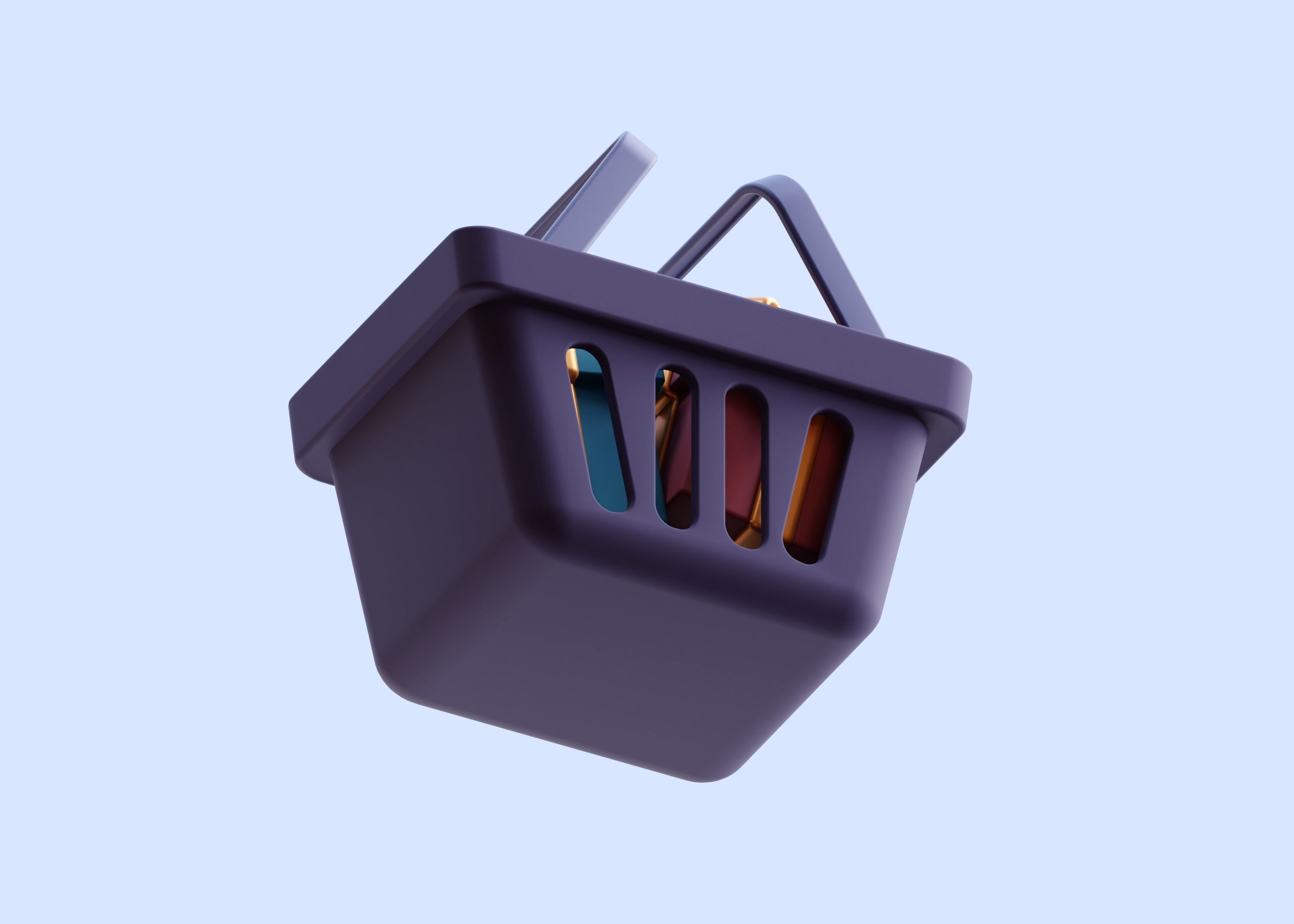 Cart Shopping with Gift 3D Illustration Low-poly 3D model_10