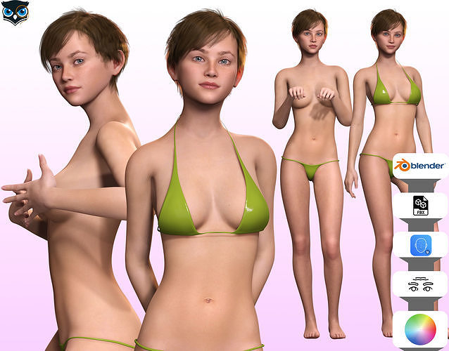 Aurora-Realistic Girl in bikini Low-poly 3D model
