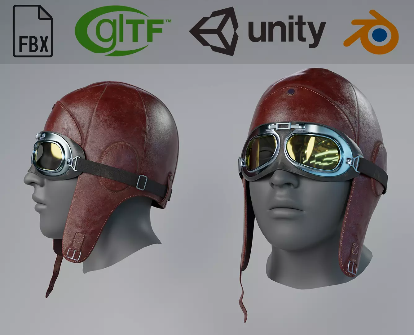 Aviator Pilot Helmet Low-poly 3D model