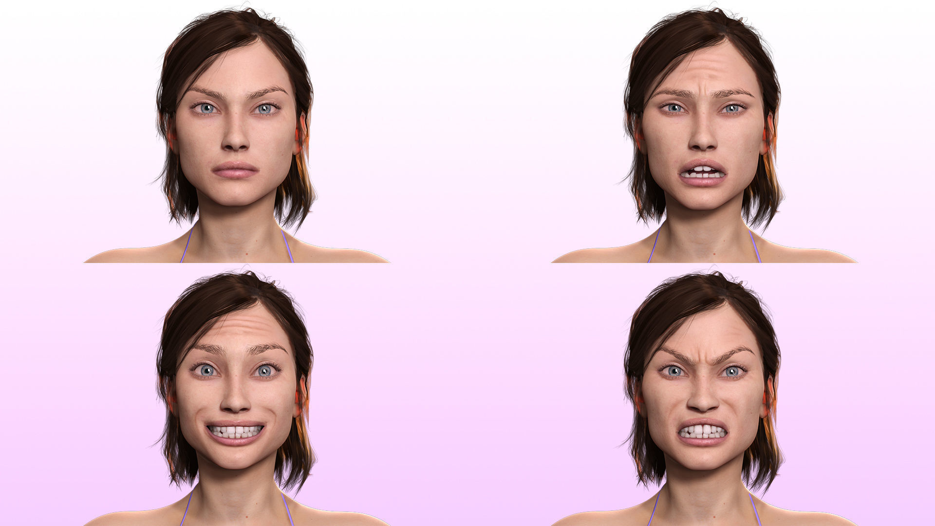 Stella - Realistic Mid Age Woman Advance Rig Low-poly 3D model_7