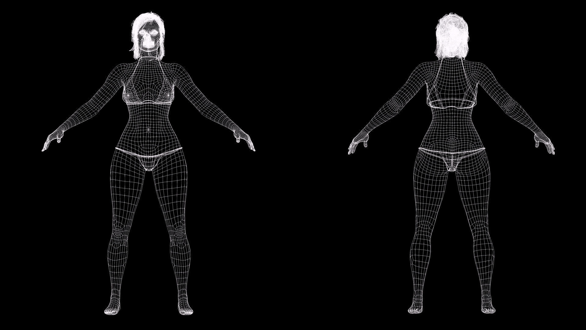 Stella - Realistic Mid Age Woman Advance Rig Low-poly 3D model_10