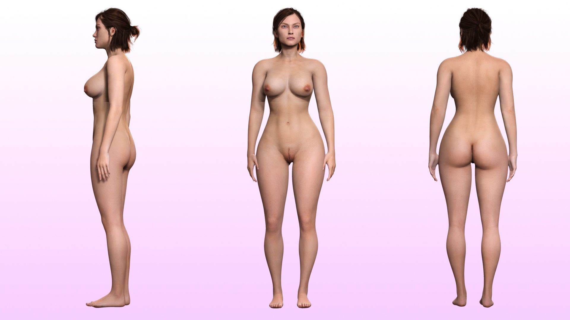 Stella - Realistic Mid Age Woman Advance Rig Low-poly 3D model_2
