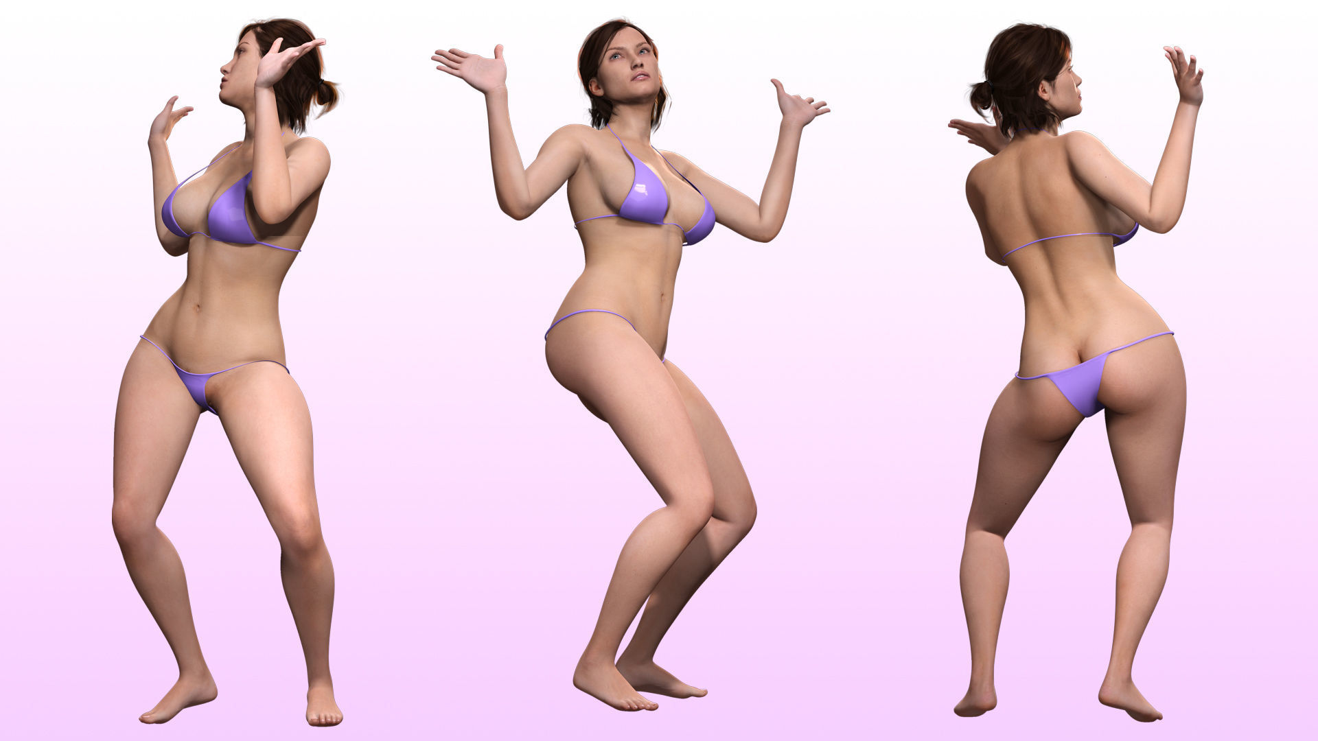 Stella - Realistic Mid Age Woman Advance Rig Low-poly 3D model_6