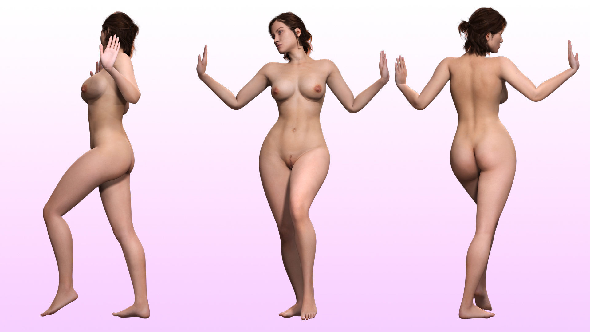 Stella - Realistic Mid Age Woman Advance Rig Low-poly 3D model_4