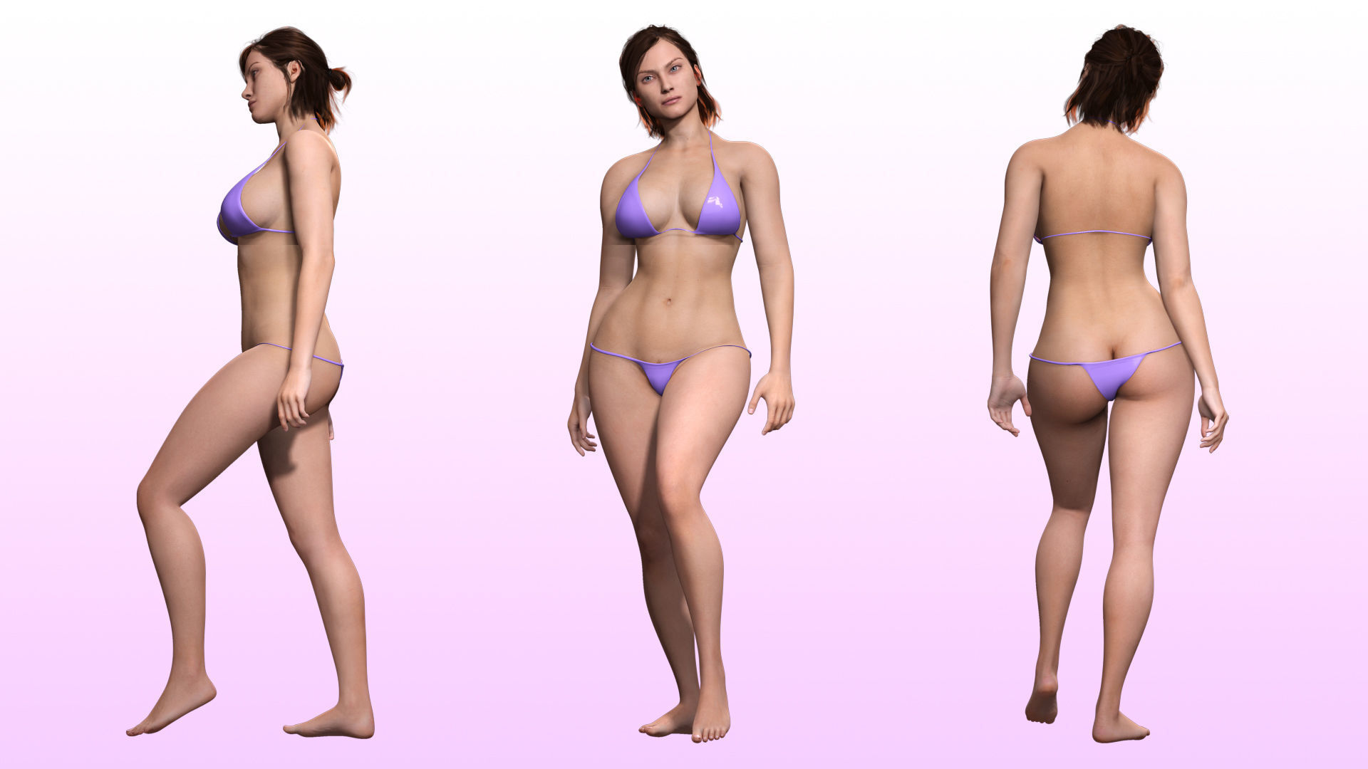 Stella - Realistic Mid Age Woman Advance Rig Low-poly 3D model_5