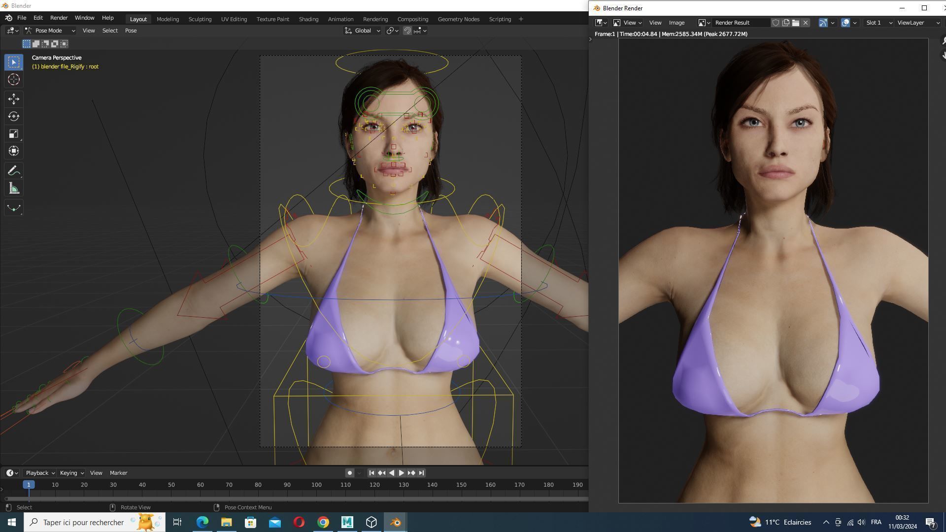 Stella - Realistic Mid Age Woman Advance Rig Low-poly 3D model_20