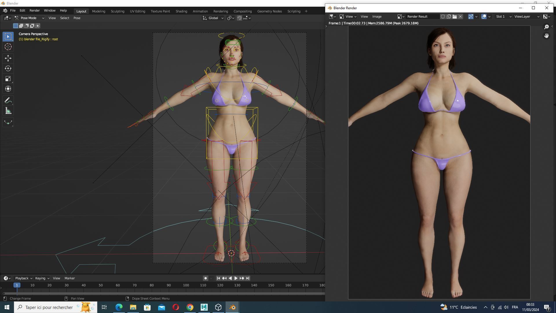 Stella - Realistic Mid Age Woman Advance Rig Low-poly 3D model_21