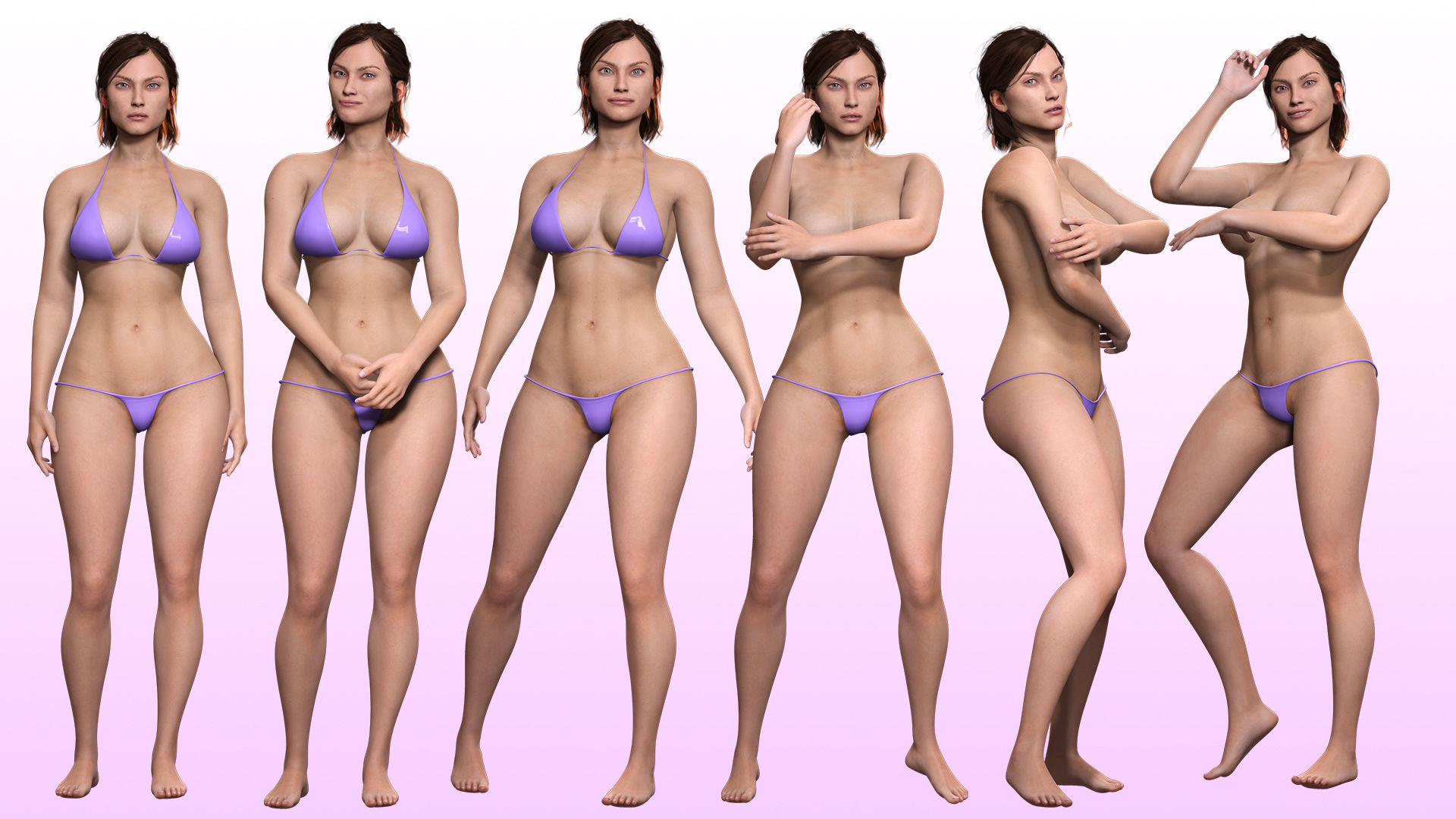 Stella - Realistic Mid Age Woman Advance Rig Low-poly 3D model_1