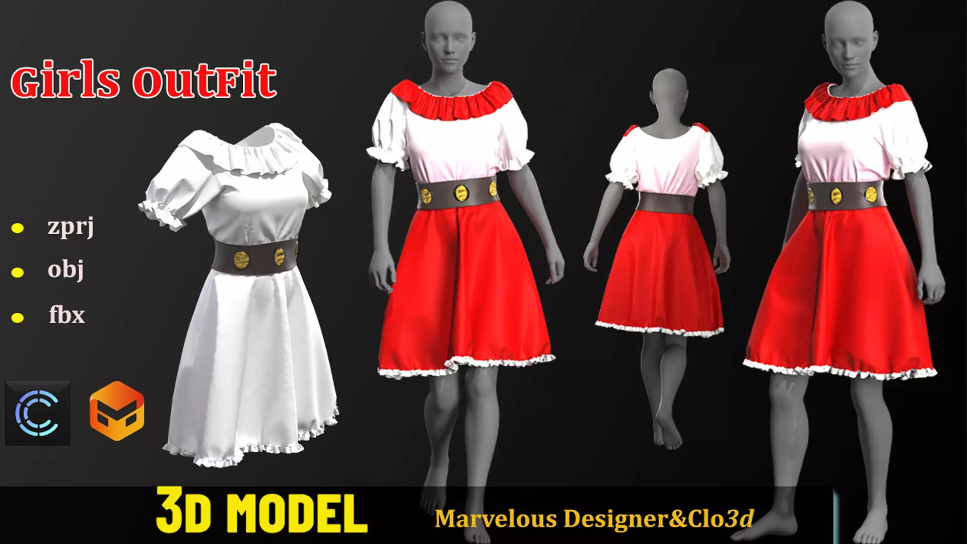 girls outfit 3D model
