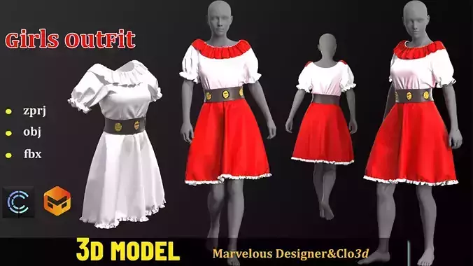 girls outfit 3D model