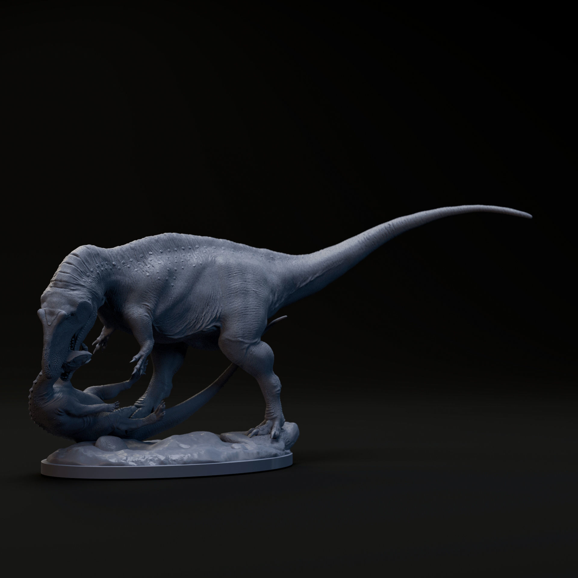 Acrocanthosaurus hunting Tenontosaurus 1-35 scale pre-supported 3D print model_5