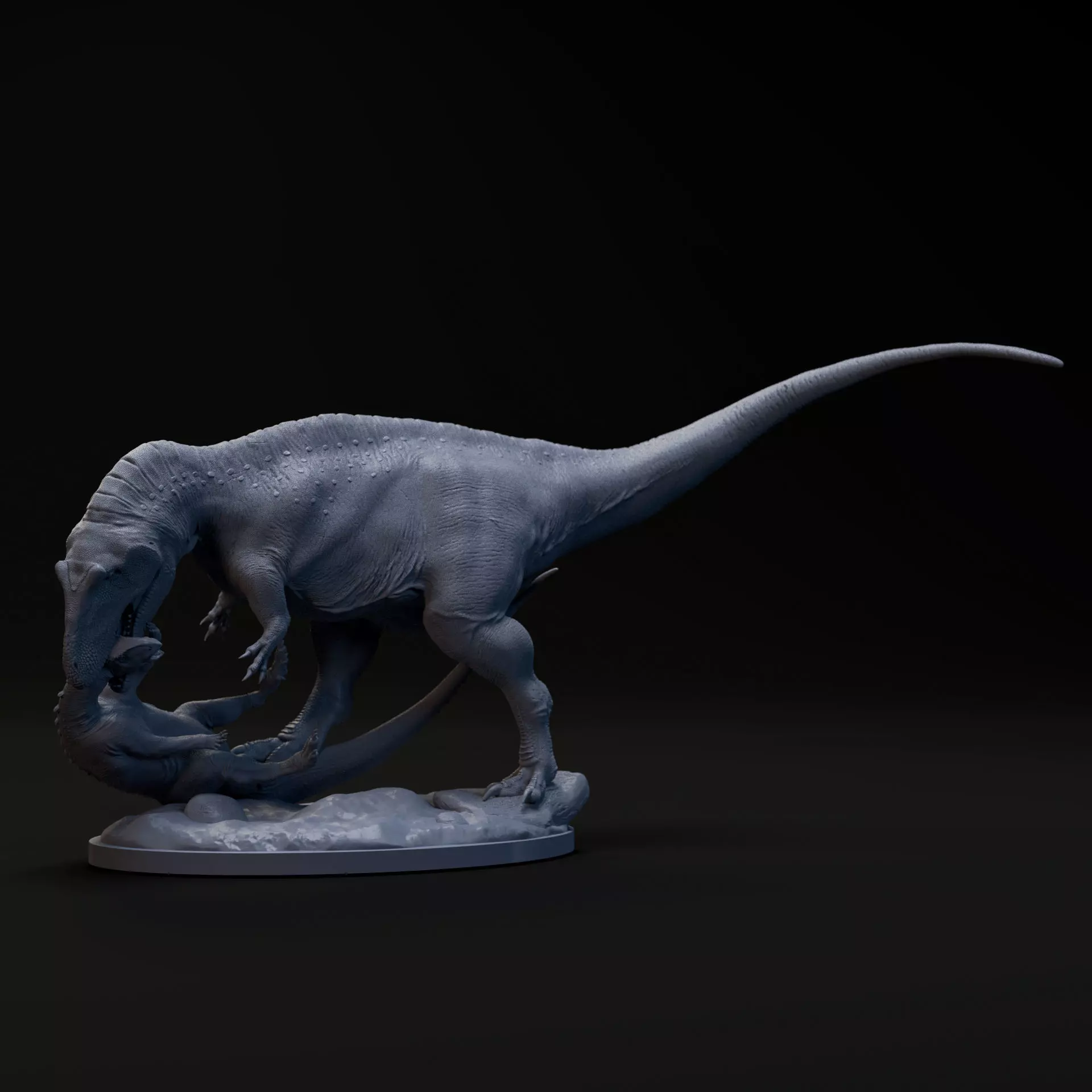 Acrocanthosaurus hunting Tenontosaurus 1-35 scale pre-supported 3D print model_0