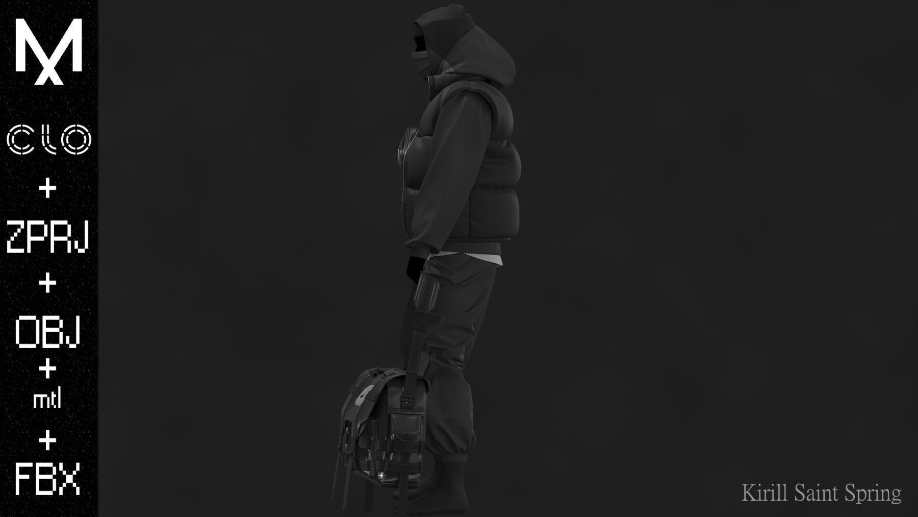 Street Outfit Marvelous designer Clo3d OBJ mtl FBX ZPRJ  A POSE 3D model_5