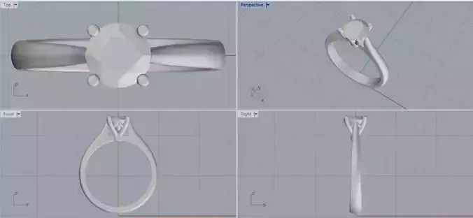 round diamond solitaire engagement ring for a romance 3D print model
