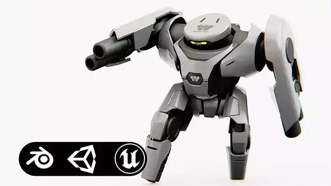 COMBAT DROID X-250 Rigged for Unreal Engine - Unity - MIXAMO  3D model
