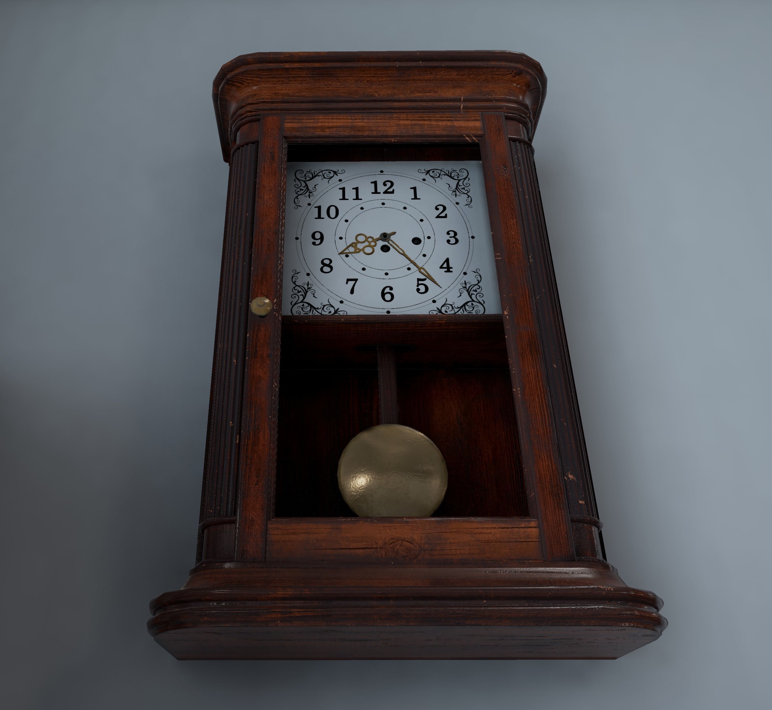 S00071 Old wall clock Low-poly Low-poly 3D model_3