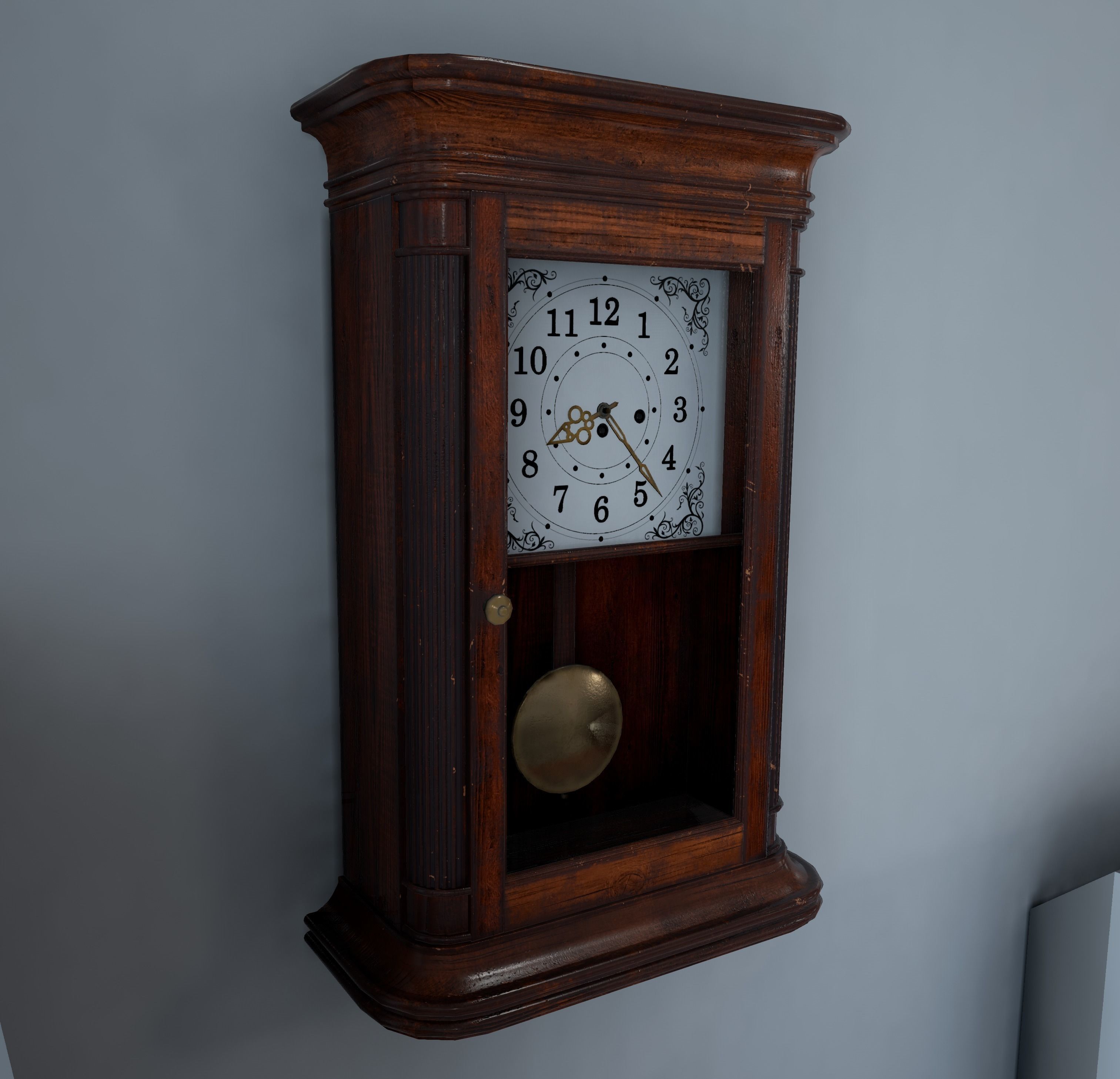 S00071 Old wall clock Low-poly Low-poly 3D model_4