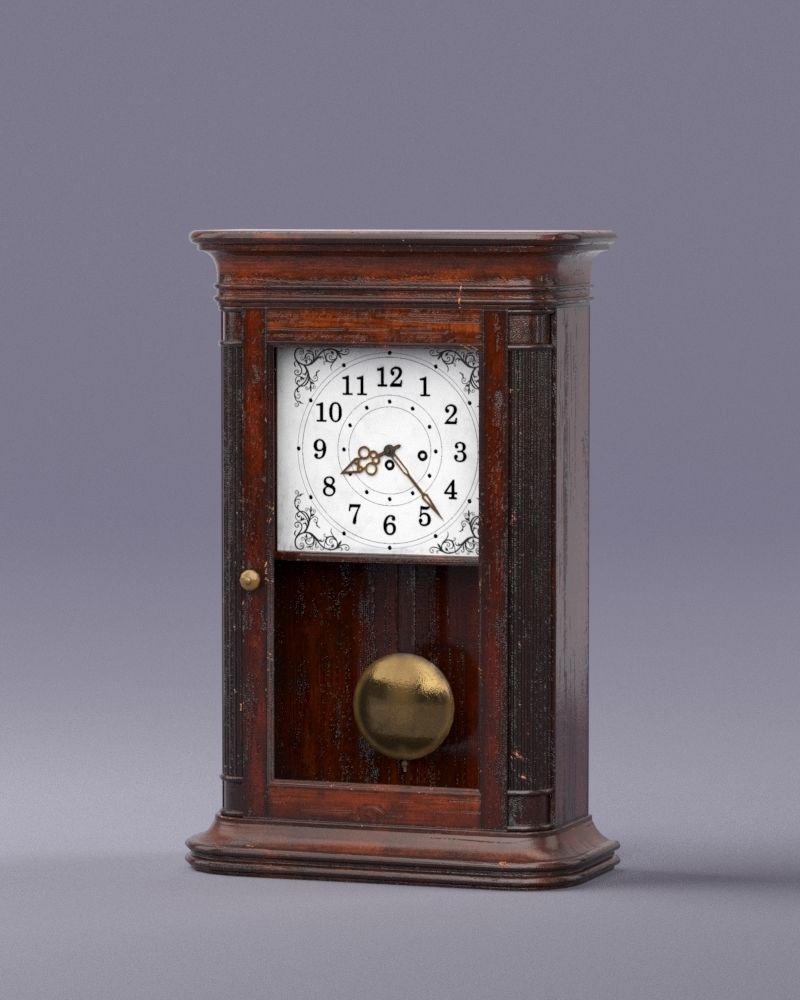 S00071 Old wall clock Low-poly Low-poly 3D model_11