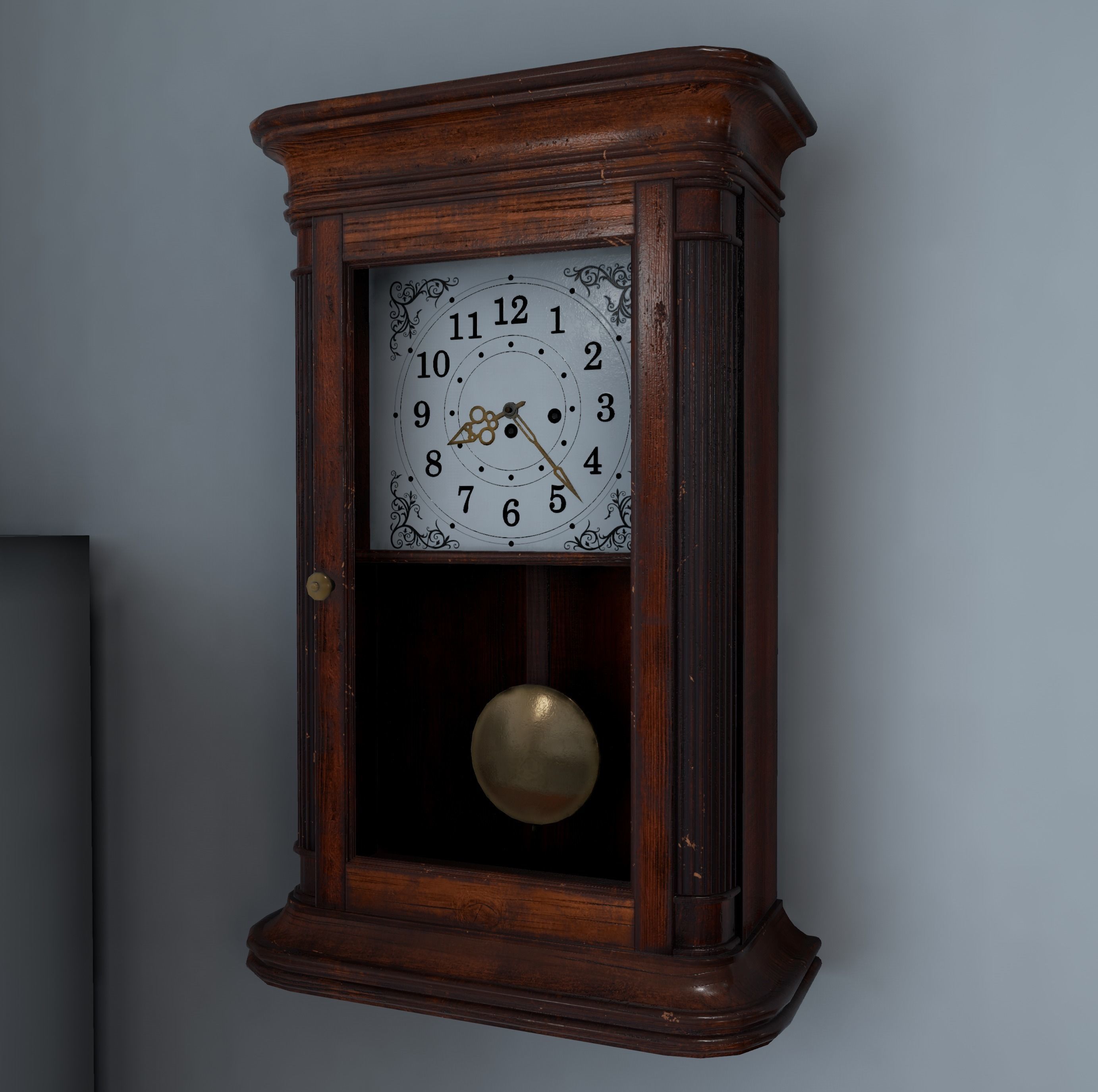 S00071 Old wall clock Low-poly Low-poly 3D model_2