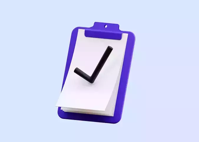 Clipping Board checklist 3D Illustration