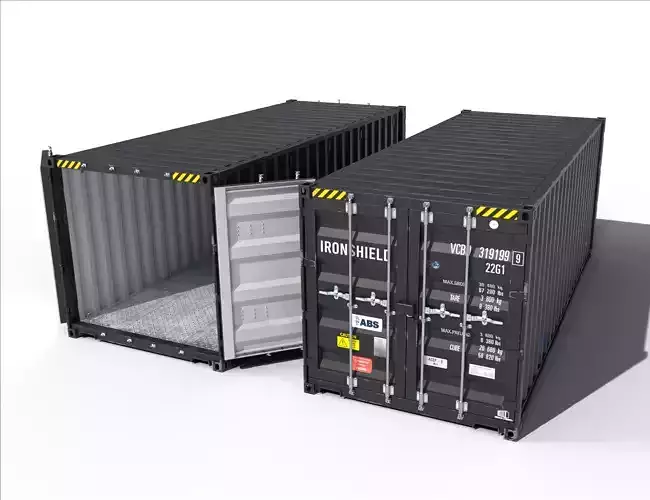 20ft Cargo Container Black Low-poly 3D model