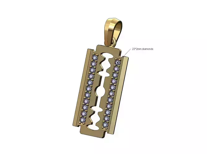 Diamond razor blade pendant charm