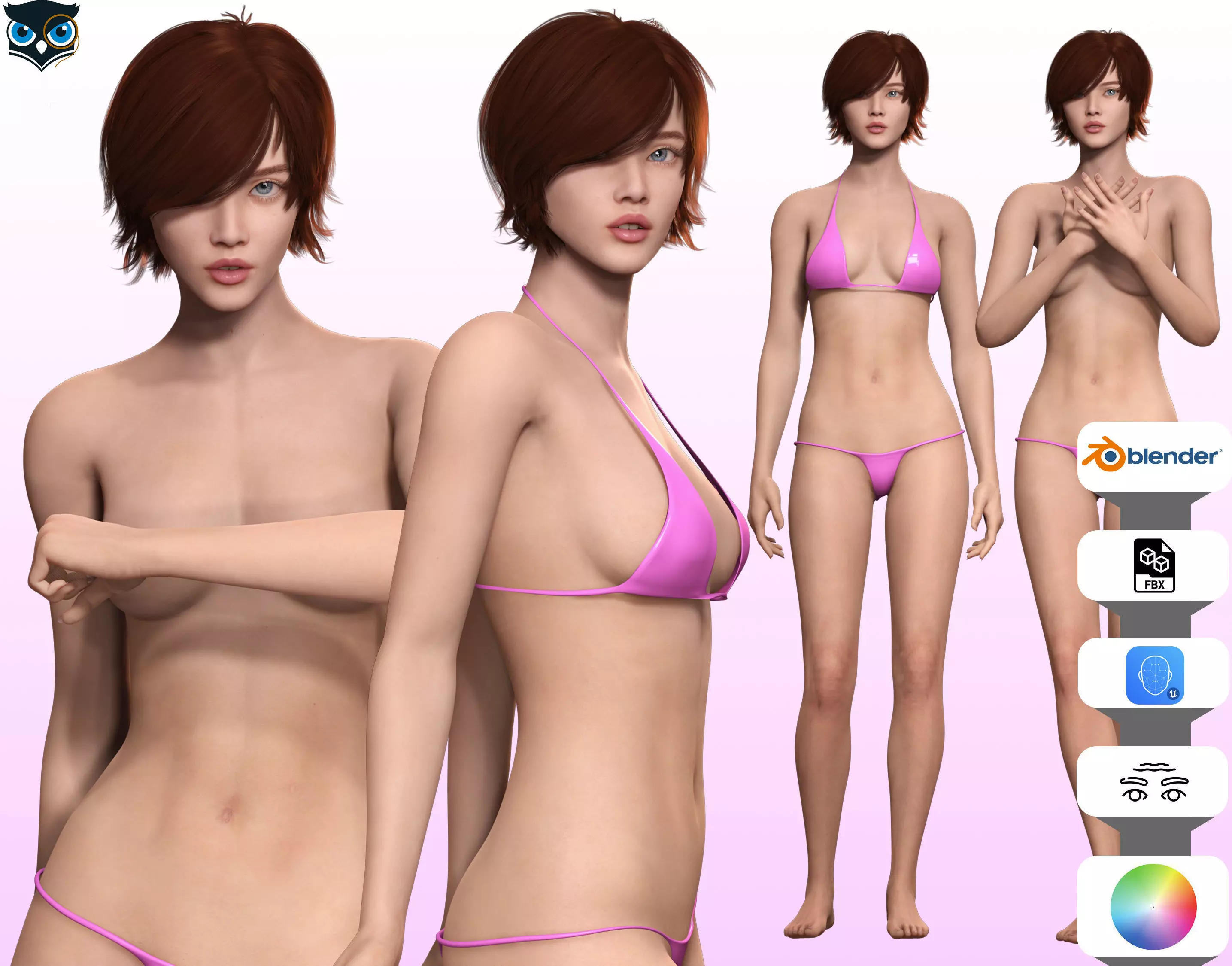 Suzi - Realistic Woman Scanned Texture Low-poly 3D model_0