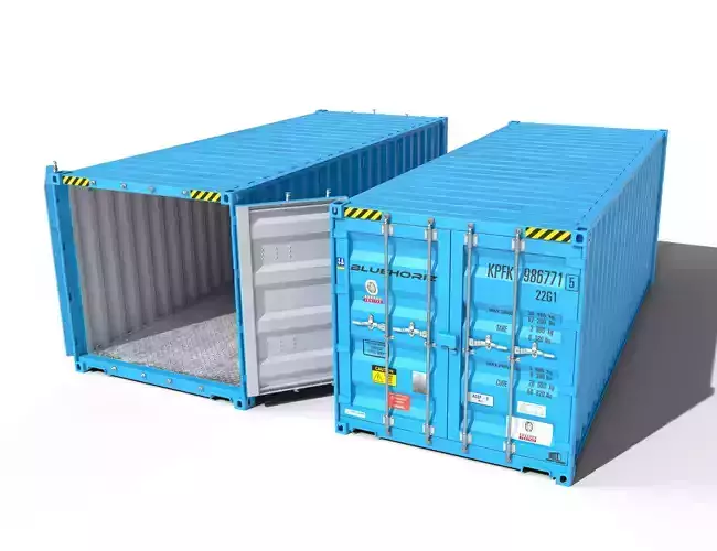 20ft Cargo Container Light Blue Low-poly 3D model