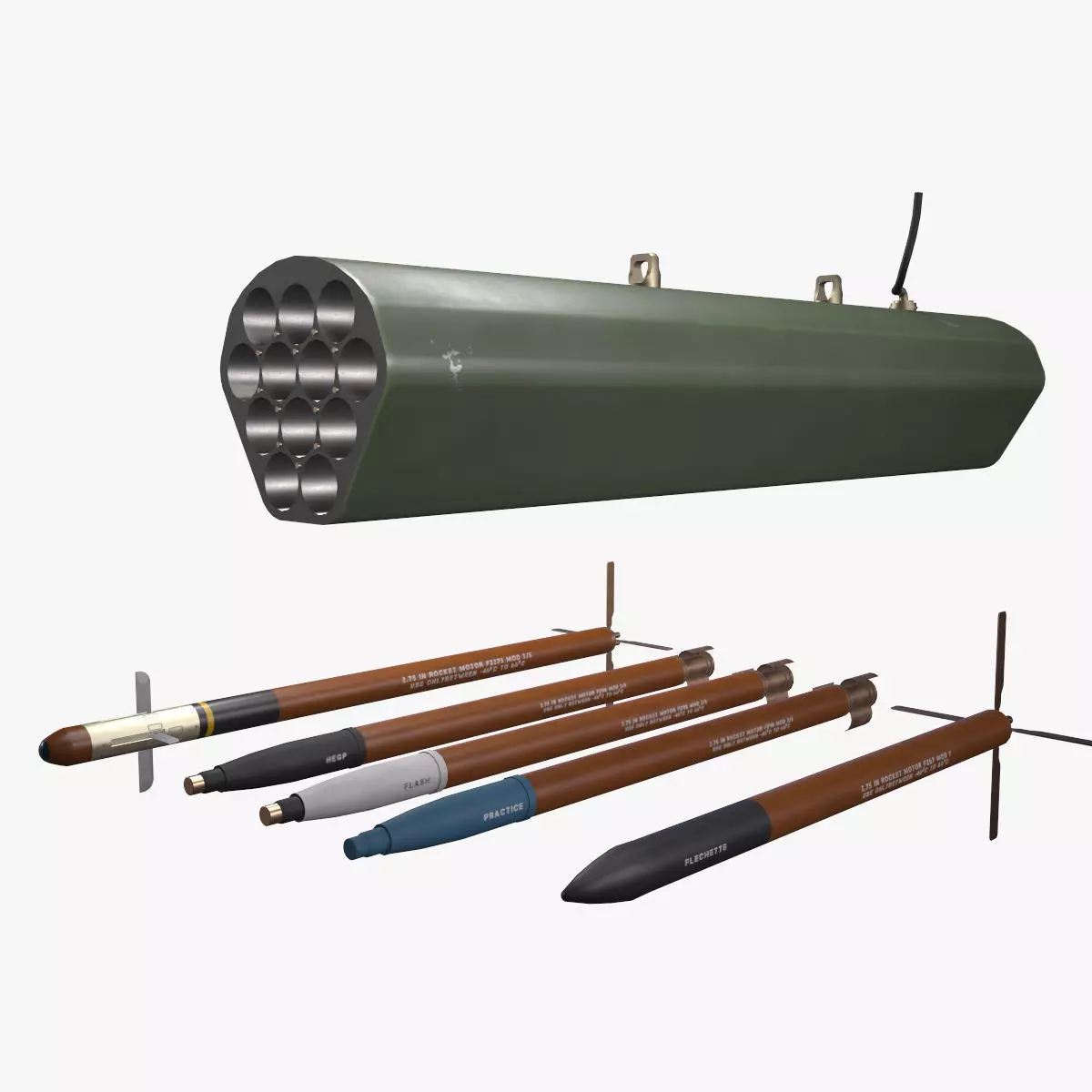  Rocket Launcher FZ219 With Missiles 3D model_0