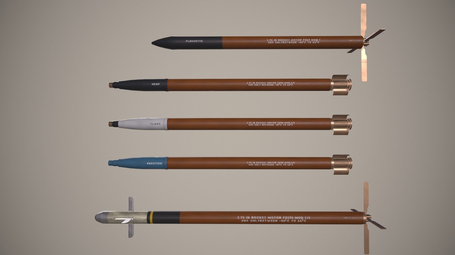  Rocket Launcher FZ219 With Missiles 3D model_9