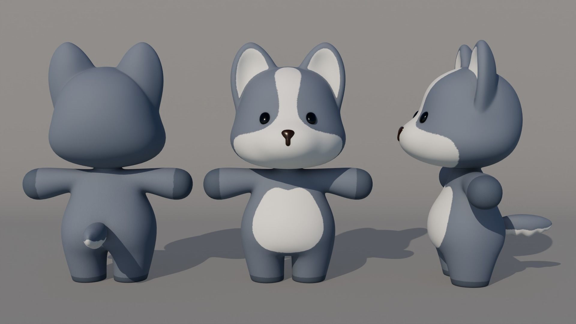 Rigged Cartoon Wolf Low-poly 3D model_2
