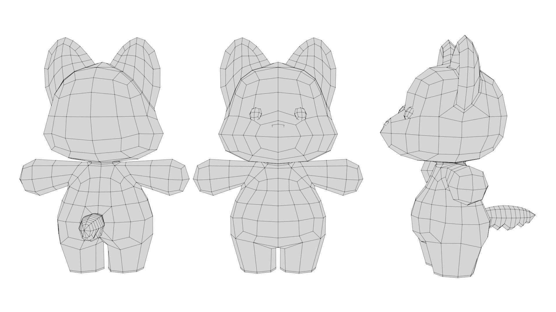 Rigged Cartoon Wolf Low-poly 3D model_6