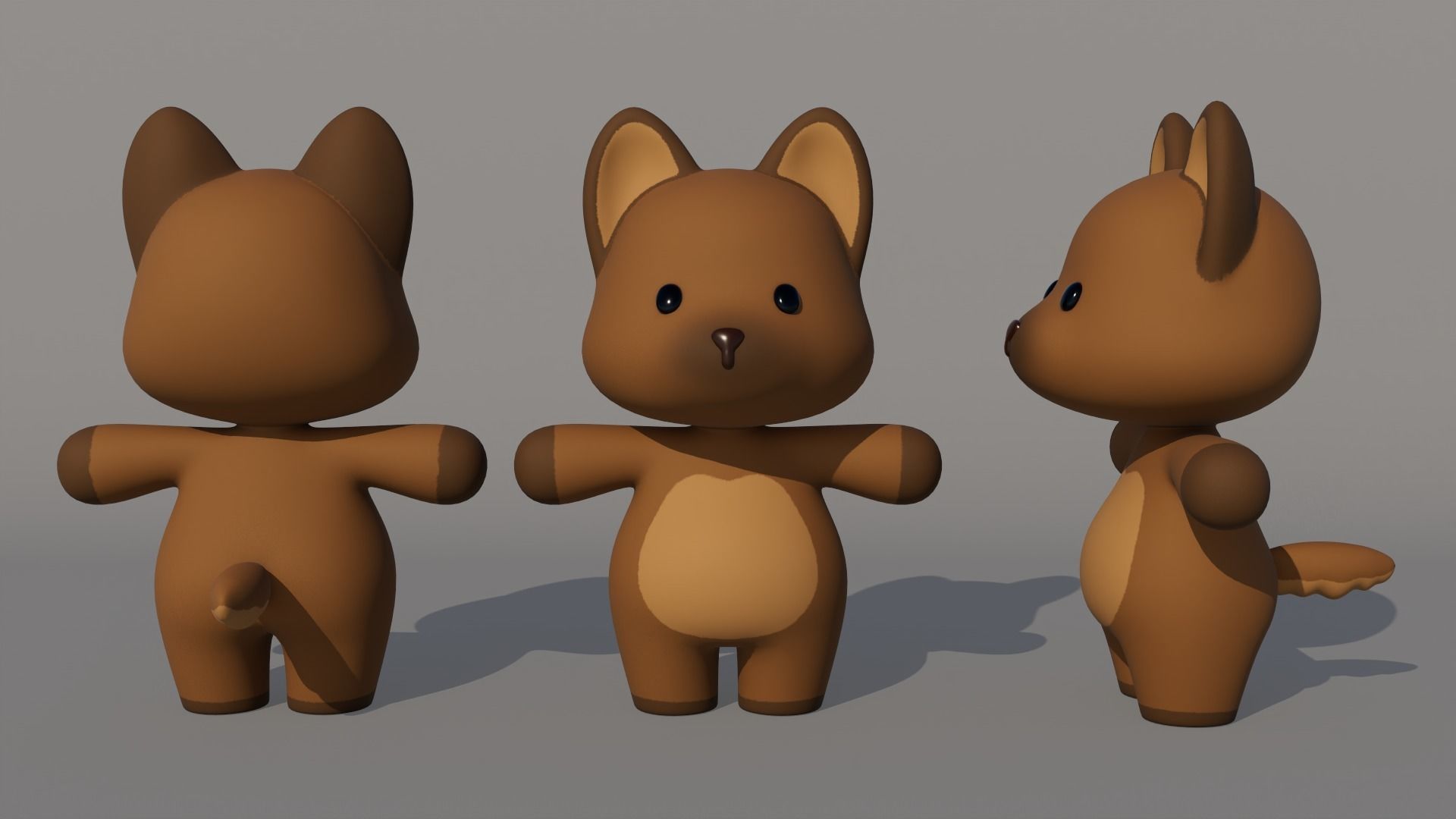 Rigged Cartoon Wolf Low-poly 3D model_4