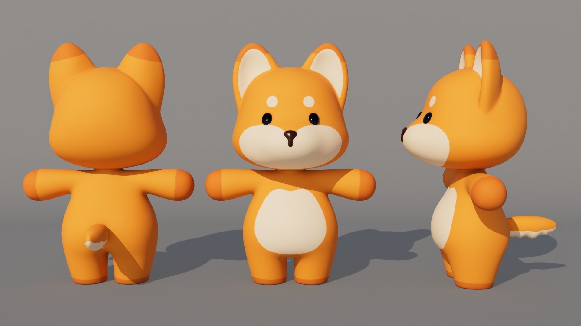 Rigged Cartoon Wolf Low-poly 3D model_3