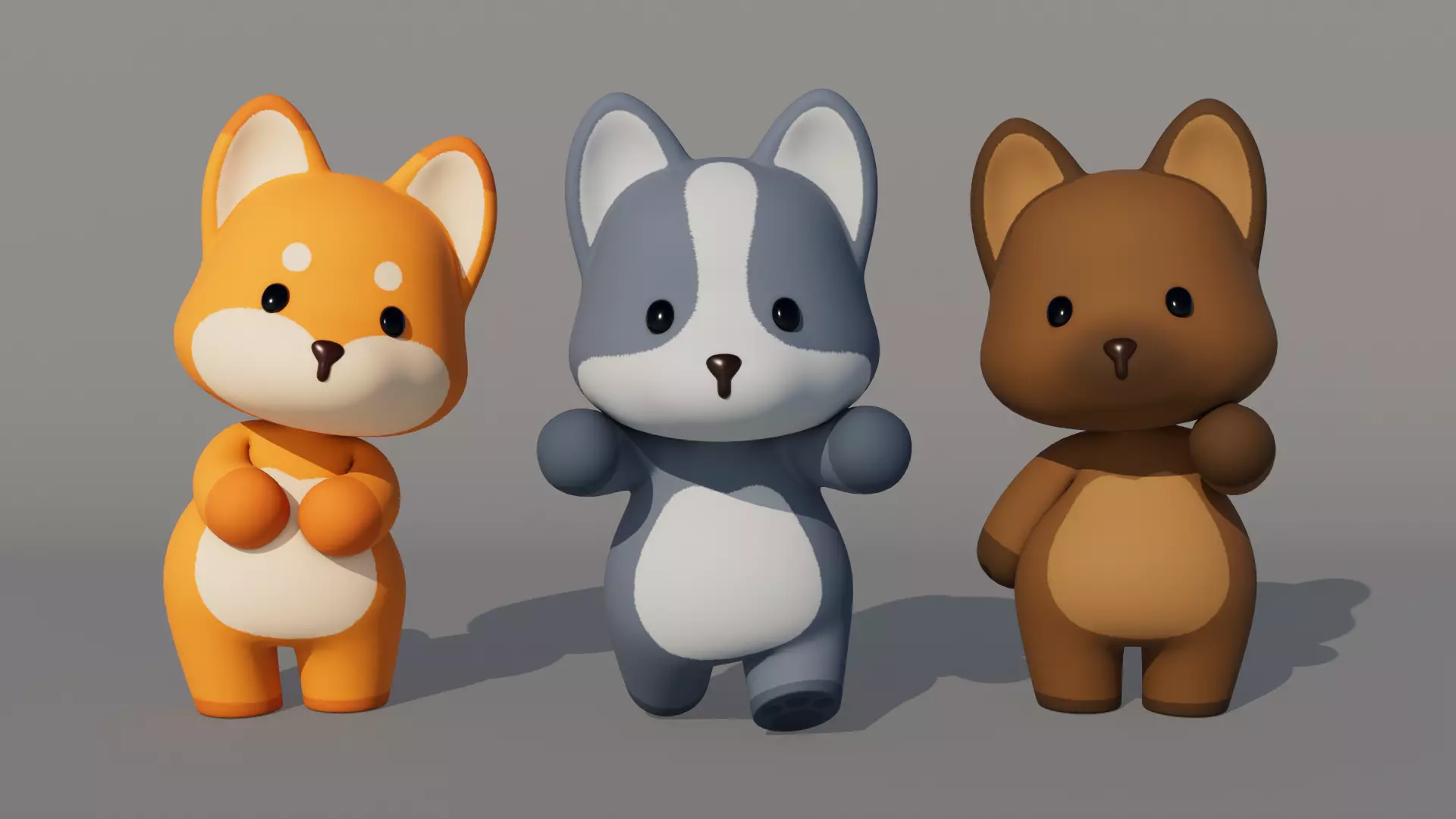 Rigged Cartoon Wolf Low-poly 3D model_0