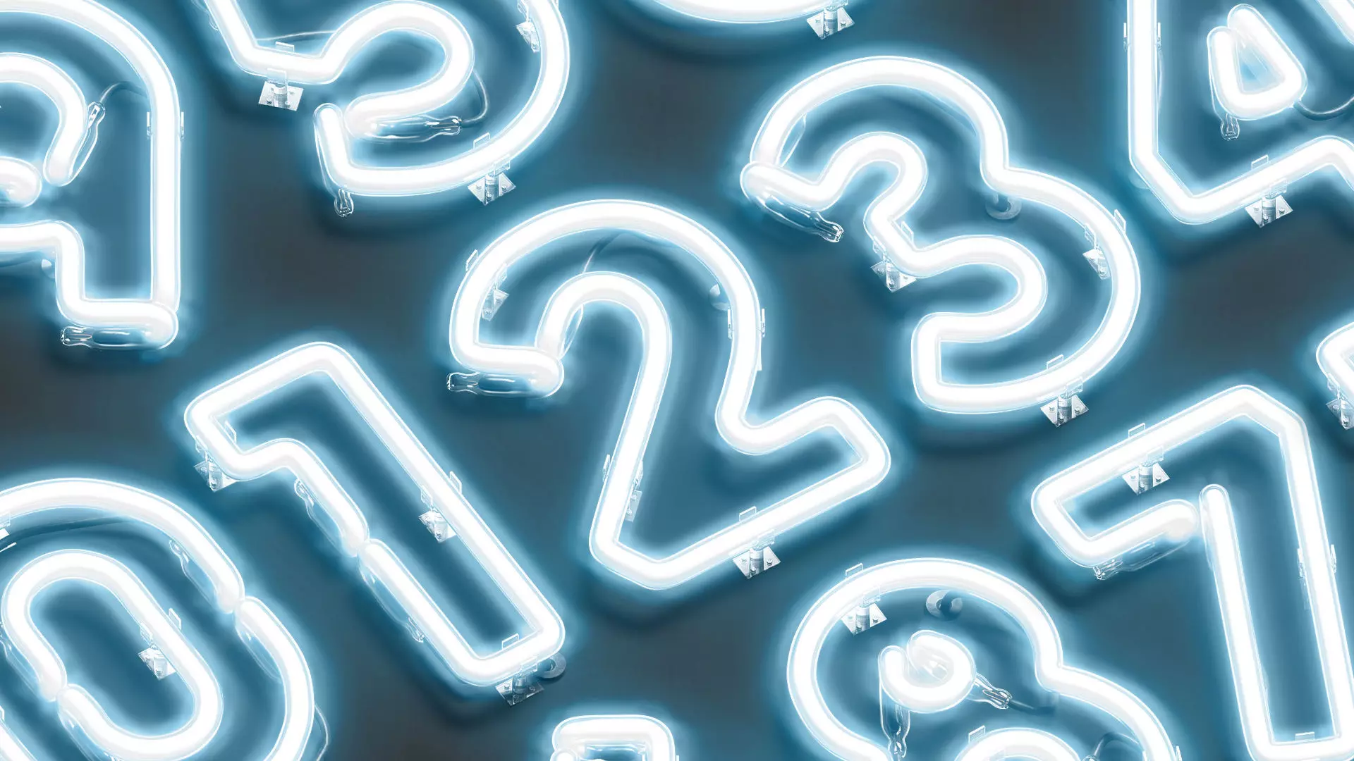 Blue neon number symbols - illuminated led font with numeral 3D model